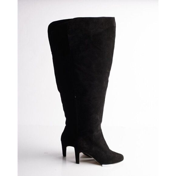 L'AGENCE Womens Black Suede Over the knee Boots EU 36 US 6 Low Heel New in Box - Picture 7 of 9